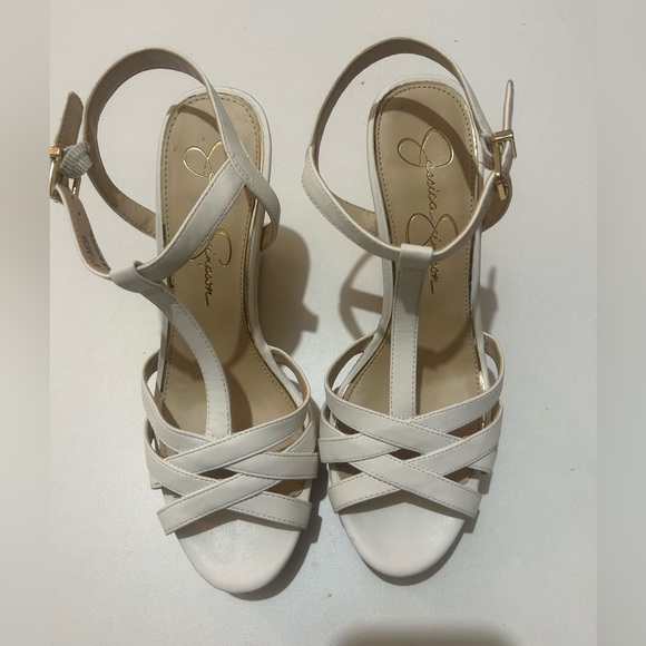 NWOT BOX JESSICA SIMPSON WHITE JAVAWN WEDGE SANDALS IN SIZE 8.5m - Picture 8 of 8
